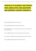 PRINCIPLES OF BUSINESS AND FINANCE FINAL EXAM LATEST 2024 QUESTIONS AND ANSWERS &vert;ALREADY GRADED A&plus;