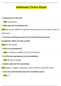 Arkansas Civics Exam Questions with 100% Correct Answers | Updated & Verified