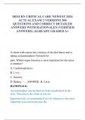 HESI RN CRITICAL CARE NEWEST 2024  ACTUAL EXAM 2 VERSIONS 200 QUESTIONS AND CORRECT DETAILED  ANSWERS WITH RATIONALES &lpar;VERIFIED  ANSWERS&rpar; &vert;ALREADY GRADED A&plus;