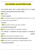 California Adjusters Exam Questions with 100&percnt; Correct Answers &vert; Updated & Verified