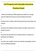 CA Property and Casualty Insurance Practice Exam Questions with 100&percnt; Correct Answers &vert; Updated & Verified
