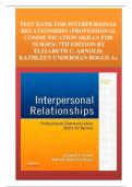 TEST BANK FOR INTERPERSONAL RELATIONSHIPS (PROFESSIONAL COMMUNICATION SKILLS FOR NURSES) 7TH EDITION BY ELIZABETH C. ARNOLD; KATHLEEN UNDERMAN BOGGS A+