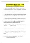 Sociology 1301 UPDATED Exam  Questions and CORRECT Answers