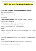 CIC - Insurance Company Operations Questions with 100% Correct Answers | Updated & Verified