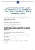 AANP FNP CERTIFICATION LATEST 2023-2024 WITH 200 REAL EXAM QUESTIONS AND CORRECT ANSWERS(VERIFIED ANSWERS)|AGRADE