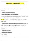 EMT Test 1 ( Chapters 1 - 5 ) Questions with 100% Correct Answers | Updated & Verified