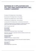 BUSINESS OF IT APPLICATIONS D336 &lpar;ITIL CERT PREP&rpar; QUESTIONS WITH 100&percnt; CORRECT ANSWERS&excl;&excl;