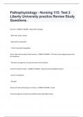 Pathophysiology - Nursing 115: Test 2 Liberty University practice Review Study Questions.