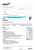 2023 AQA GCSE BIOLOGY 8461/2F Paper 2 Foundation Tier Question Paper &  Mark scheme (Merged) June 2023 [VERIFIED]