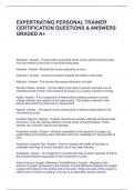 EXPERTRATING PERSONAL TRAINER CERTIFICATION QUESTIONS & ANSWERS GRADED A&plus;
