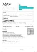 AQA 2023 A-level ACCOUNTING 7127/2 Paper 2 Accounting for analysis and decision-making  Question Paper & Mark scheme (Merged) June 2023 [VERIFIED]