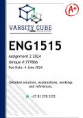 ENG1515 Assignment 2 (DETAILED ANSWERS) 2024 - DISTINCTION GUARANTEED