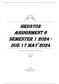 HRD3702 Assignment 6 Semester 1 2024 - DUE 17 May 2024