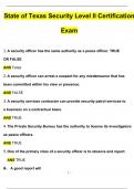 State of Texas Security Level II Certification Actual Exam Questions with 100% Correct Answers | Updated & Verified