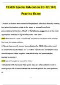 TExES Special Education EC-12 (161) Practice Exam Questions with 100% Correct Answers | Updated & Verified