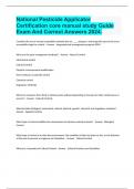 National Pesticide Applicator Certification core manual study Guide Exam And Correct Answers 2024&period;