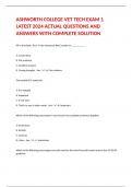 ASHWORTH COLLEGE VET TECH EXAM 1 LATEST 2024 ACTUAL QUESTIONS AND ANSWERS WITH COMPLETE SOLUTION