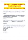 ASTM D75 - Standard Practice for  Sampling Aggregates  Revision Quiz Answered Correctly
