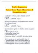 Traffic Supervisor Actual Exam Tested Questions &  Correct Answers