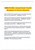 NIMS-IS 200.c Actual Exam Tested  Questions & Correct Answers