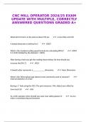 CNC MILL OPERATOR 2024&sol;25 EXAM UPDATE WITH MULTIPLE&comma; CORRECTLY ANSWERED QUESTIONS GRADED A&plus;