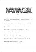 NIMS CNC OPERATOR TEST LATEST UPDATE HIGHLY PREDICTED WITH FREQUENTLY TESTED QUESTIONS WITH CORRECT ANSWERS GRADED A&plus;