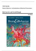 Test Bank - Brain and Behavior: An Introduction to Behavioral Neuroscience, 5th Edition (Garrett, 2018), Chapter 1-15 | All Chapters