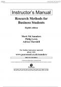 Solution manual for research methods for business students 8th edition mark saunders philip lewis||ANSWERSHEET||LATEST 2024||VERIFIED BY EXPERT