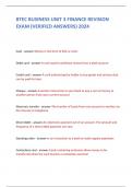 BTEC BUSINESS UNIT 3 FINANCE REVISION EXAM &lpar;VERIFIED ANSWERS&rpar; 2024