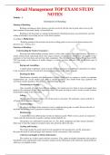 Retail Management TOP EXAM STUDY NOTES