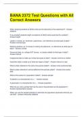 BANA 2372 Test Questions with All Correct Answers