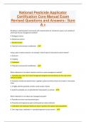 National Pesticide Applicator Certification Core Manual Exam Revised Questions and Answers &sol; Sure A &plus;