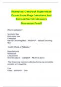 Asbestos Contract Supervisor  Exam Exam Prep Questions And  Revised Correct Answers Guarantee Pass!!