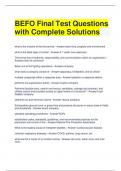 BEFO Final Test Questions with Complete Solutions