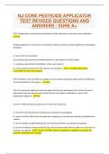 NJ CORE PESTICIDE APPLICATOR TEST REVISED QUESTIONS AND ANSWERS &sol; SURE A&plus;