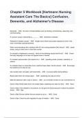 Chapter 5 Workbook [Hartmann Nursing Assistant Care The Basics] Confusion, Dementia, and Alzheimer's Disease
