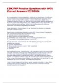 LEIK FNP Practice Questions with 100&percnt;  Correct Answers 2023&sol;2024