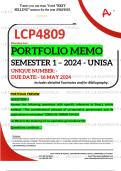LCP4809 PORTFOLIO MEMO - MAY/JUNE 2024 - SEMESTER 1 - UNISA - DUE DATE :- 16 MAY 2024 (DETAILED ANSWERS WITH FOOTNOTES AND BIBLIOGRAPHY - DISTINCTION GUARANTEED!) 