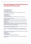 Millwright Rigging & Lifting Exam Questions  and Answers 100&percnt; Accurate