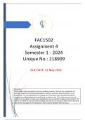FAC1502 Assignment 4 - Semester 1 2024 [Unique No.: 218909]