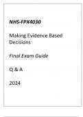 NURS-FPX4030 Making Evidence Based Decisions Final Exam Guide Q & A 2024