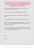 WGU C724 Information Systems Management PRE-Test  Questions and Answers Latest Updated 2024&comma; 100&percnt; Verified Answers Guaranteed A&plus;