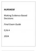 NURS4030 Making Evidence Based Decisions Final Exam Guide Q & A 2024