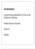 NURS4020 Improving Quality of Care & Patient Safety Final Exam Guide Q & A 2024.