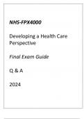 NHS-FPX4000 Developing a Health Care Perspective Final Exam Q & A 2024