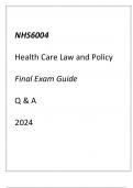 NHS6004 Health Care Law & Policy Final Exam Guide Q & A 2024.