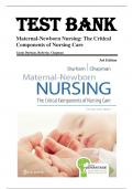 Test Bank: Maternal-Newborn Nursing: The Critical Components of Nursing Care, 3rd Edition, Roberta Durham, Linda Chapman 9780803666542 Chapter 1-19 Complete Guide.