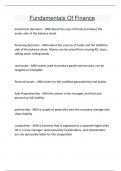 Fundamentals Of Finance Questions and answers latest update 