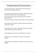 Fundamentals Of Finance Exam 1 Questions and answers latest update 