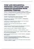 TURF AND ORNAMENTAL PESTICIDE APPLICATOR 1 2024 COMPLETE QUESTIONS WITH ANSWERS VERIFIED 